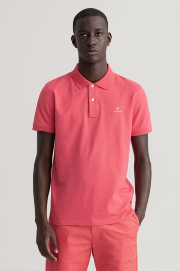 GANT Pink Contrast Collar Polo Shirt