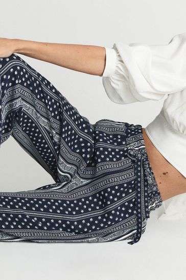 Buy Reiss Sky Printed Wide Leg Trousers 