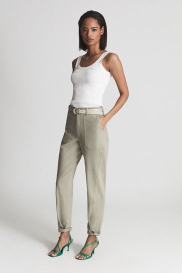 Reiss Erin Cotton Tapered Slim Trousers 