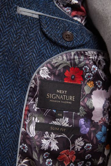 Buy Blue - Signature Harris Tweed British Wool Blazer from Next