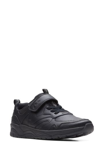 Buy Clarks Black Older Multi Fit Leather Sprint Kids Shoes from