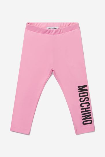 Baby Girls Cotton Logo Leggings in Pink