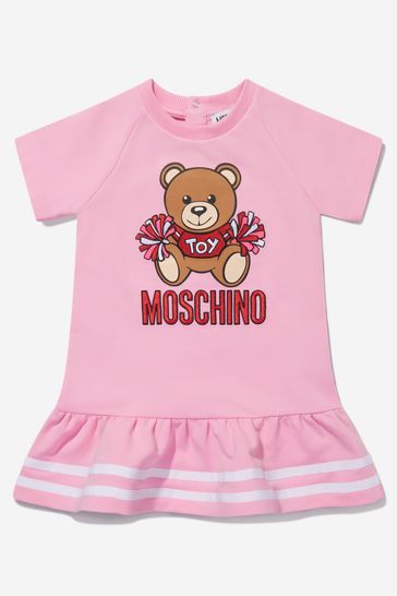 Baby Girls Cotton Cheerleader Teddy Toy Dress in Pink