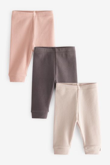 Mint Velvet Pink/Cream/Charcoal Set Of 3 Ribbed Leggings