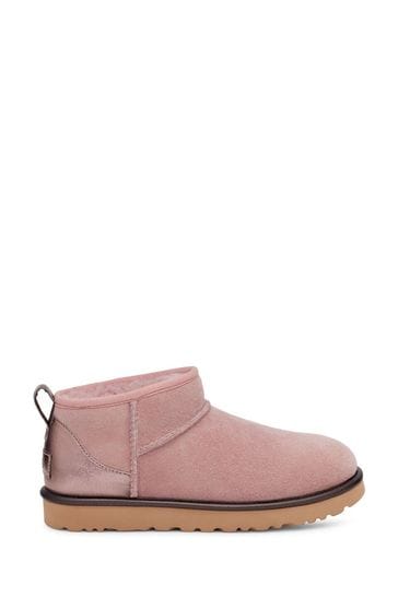UGG Pink Classic Ultra Mini Shine Boots