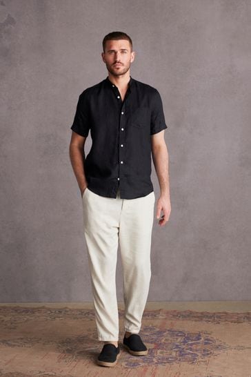 Black short sleeve grandad shirt online