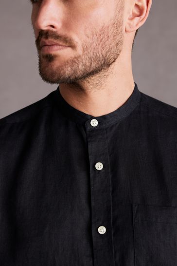 Black short sleeve grandad shirt sales