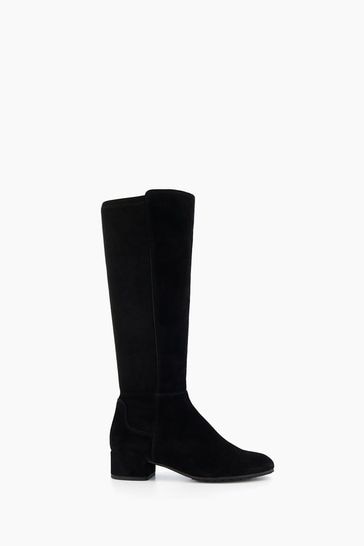 Dune London Black Wide Fit Tayla Smart Stretch Knee-High Boots