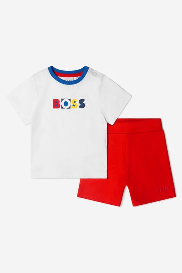 Baby Boys Organic Cotton T-Shirt And Shorts Set in Red