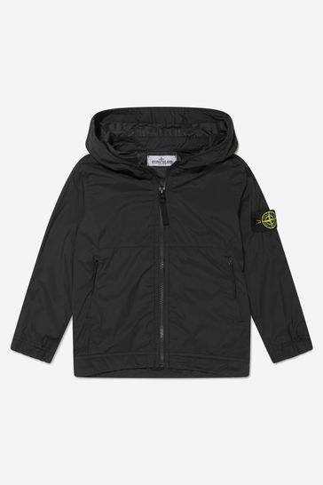 Boys Hooded Zip-Up Jacket in Black