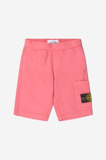 Boys Cotton Fleece Bermuda Shorts in Pink