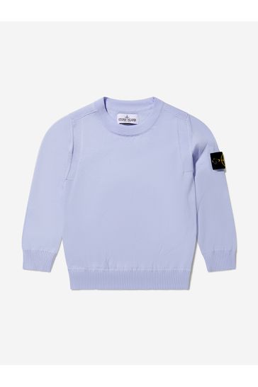 Boys Cotton Knitted Crew Neck Sweater in Lilac
