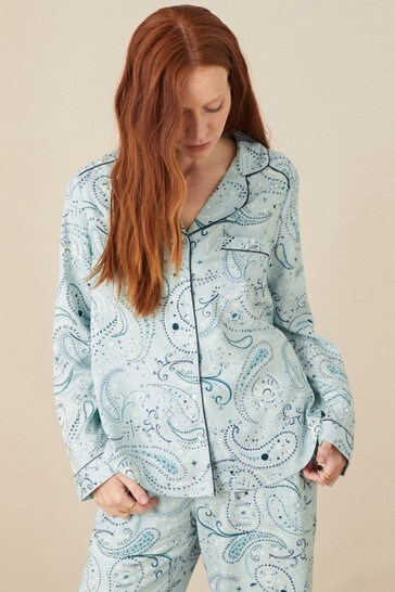 Monsoon Blue Paisley Print Button Pyjama Shirt