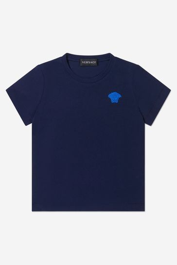 Unisex Cotton Jersey Medusa Logo T-Shirt in Navy