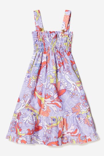 Baby Girls Cotton Poplin Baroccofest Print Dress in Multicoloured