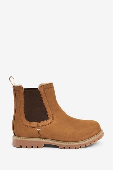 Tan Brown Wide Fit (G) Thinsulate™ Warm Lined Leather Chelsea Boots