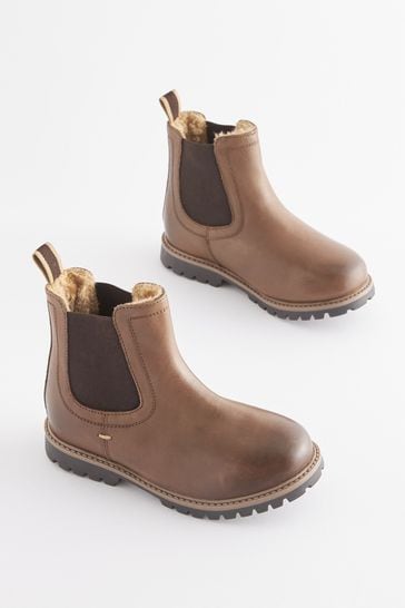 Chocolate Brown Wide Fit (G) Thinsulate™ Warm Lined Leather Chelsea Boots