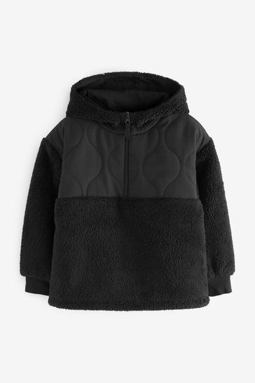 Black quilted hoodie hotsell