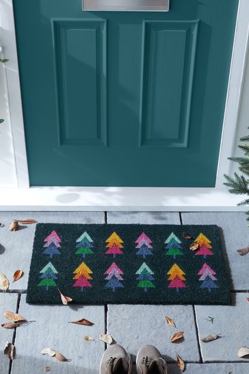 Multi Bright Trees Christmas Doormat