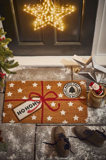 Natural Present Christmas Doormat