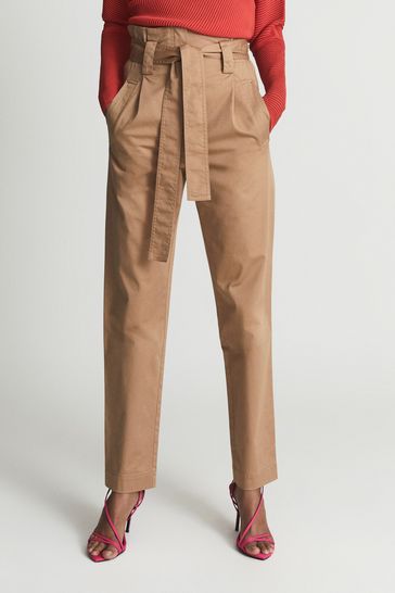 Paper bag shop high waisted trousers
