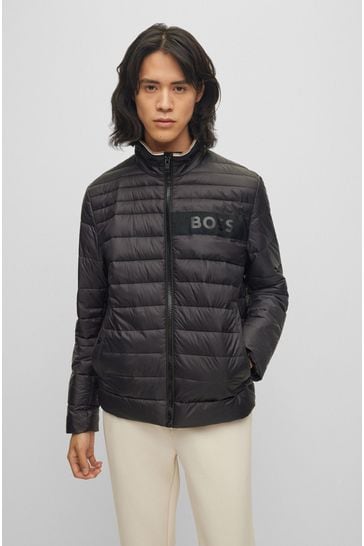 BOSS Black Water Repellent 3D Tape Logo Padded Quilted Jacket