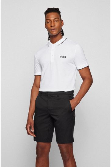 Buy BOSS White Beige Detailing Paddy Pro Golf Tipped Polo Shirt from Next Bahrain