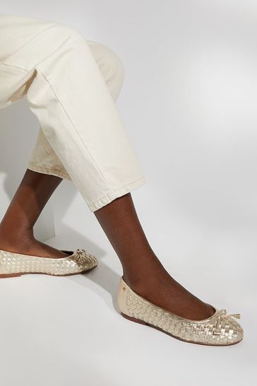 Buy Dune London White Hartleys Woven Ballerina Flat Shoes from