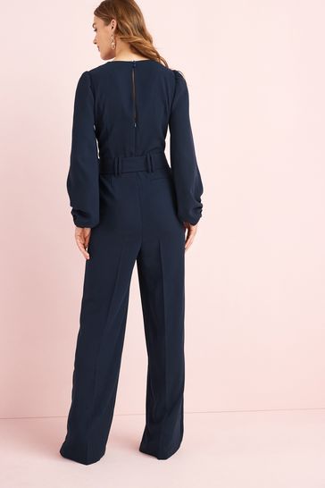 Long sleeve best sale belted jumpsuit