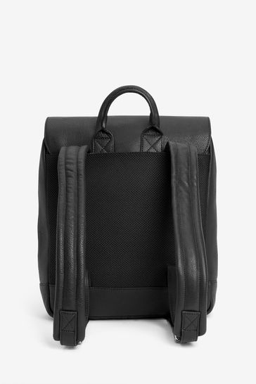 Buy Black Signature Leather Rucksack Bag from Next Luxembourg