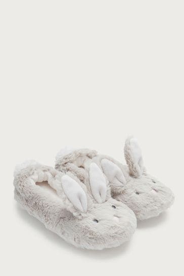 The White Company Girls Grey Bonnie Bunny Slippers