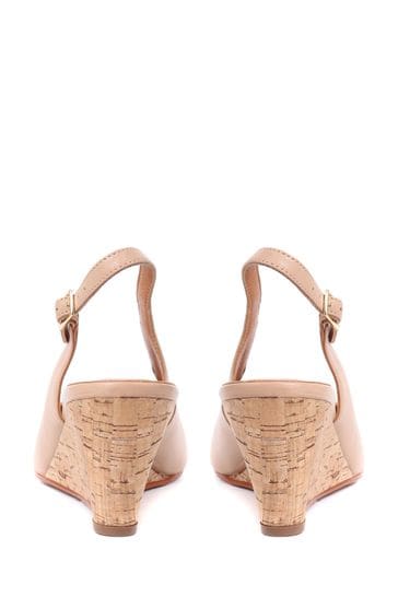 Cream leather top wedges