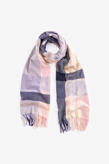 Buy Pink Navy Blue Check Midweight Scarf from Next Luxembourg