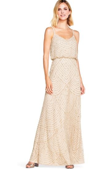 Adrianna Papell Blouson Beaded Gown