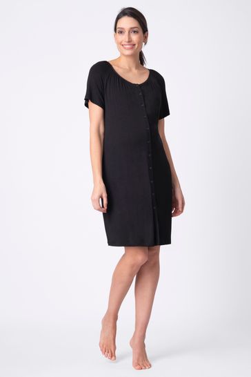 Buy Seraphine Black Button Down Maternity Nighties Twin Pack from