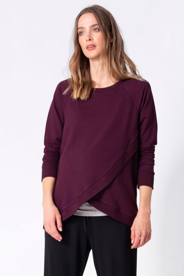 Buy Seraphine Purple Burgundy Cotton Blend Maternity u0026 Nursing Sweatshirt  from Next Singapore