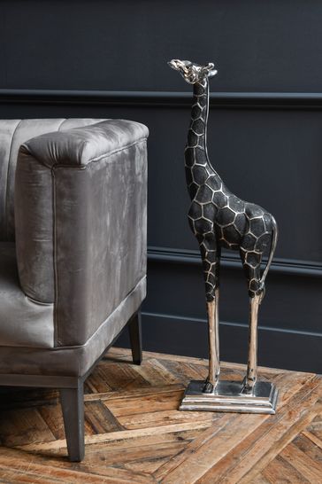 Libra Interiors Silver Giant Forward Facing Giraffe Sculpture