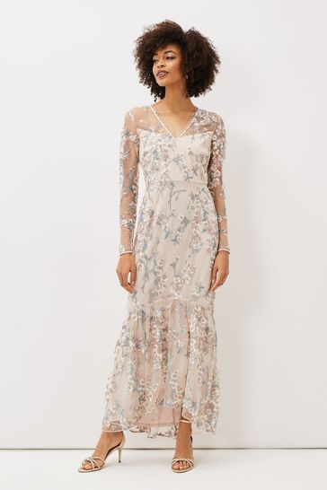 Lace embroidered maxi dress outlet