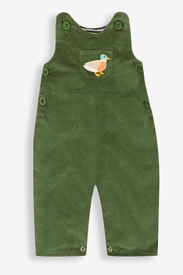 JoJo Maman Bébé Khaki Green Duck Embroidered Pocket Cord Dungarees