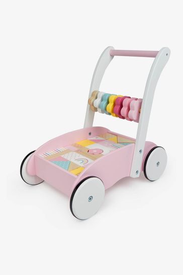 Buy JoJo Maman B b Pink Wooden Baby Walker with Colourful Blocks