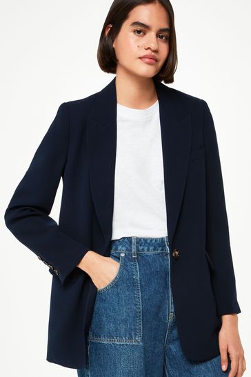 Whistles Navy Blue Boyfriend Crepe Blazer