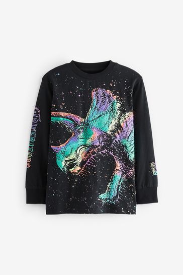 Rainbow Dino Graphic Long Sleeve T-Shirt (3-14yrs)