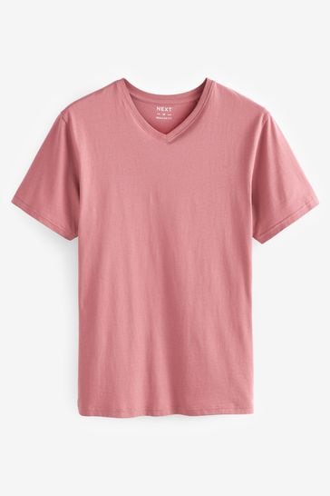Buy Light Pink Essential V Neck T Shirt from Next Luxembourg