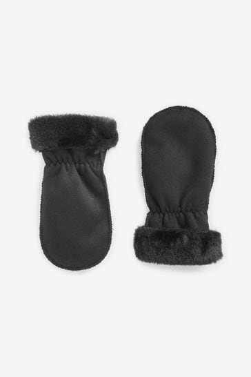Black Faux Suede Mitts (3mths-6yrs)
