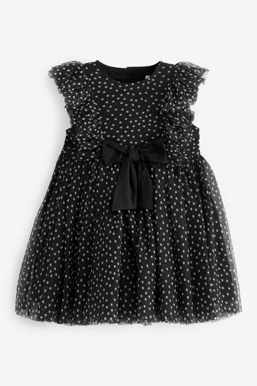 Buy Black Mesh Party Dress 3mths 7yrs from Next Luxembourg