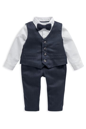 Buy Mamas Papas Blue 4 Piece Navy Suit With Knit Tie from Next