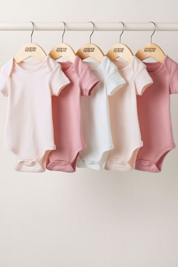 Mamas & Papas Girls Pink Short Sleeve 5 Pack Bodysuits