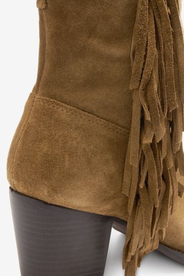 Brown fringe deals ankle boots