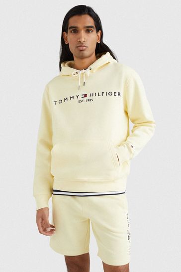 Tommy Hilfiger Mens Yellow Logo Hoodie
