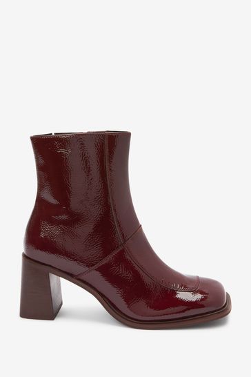 Buy Burgundy Red Forever Comfort Patent Leather Block Heel Ankle